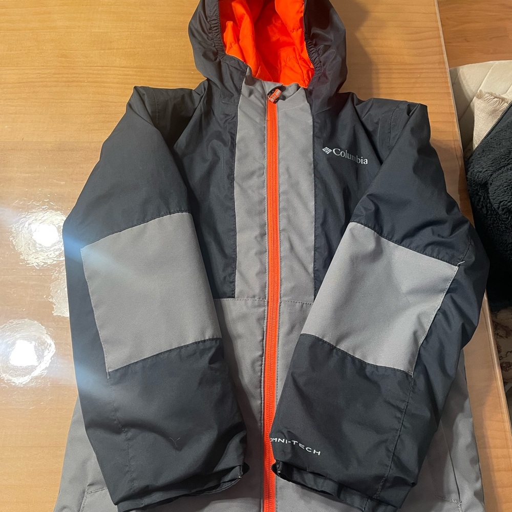 Columbia Kids' Black and Gray Jacket with Orange Lining